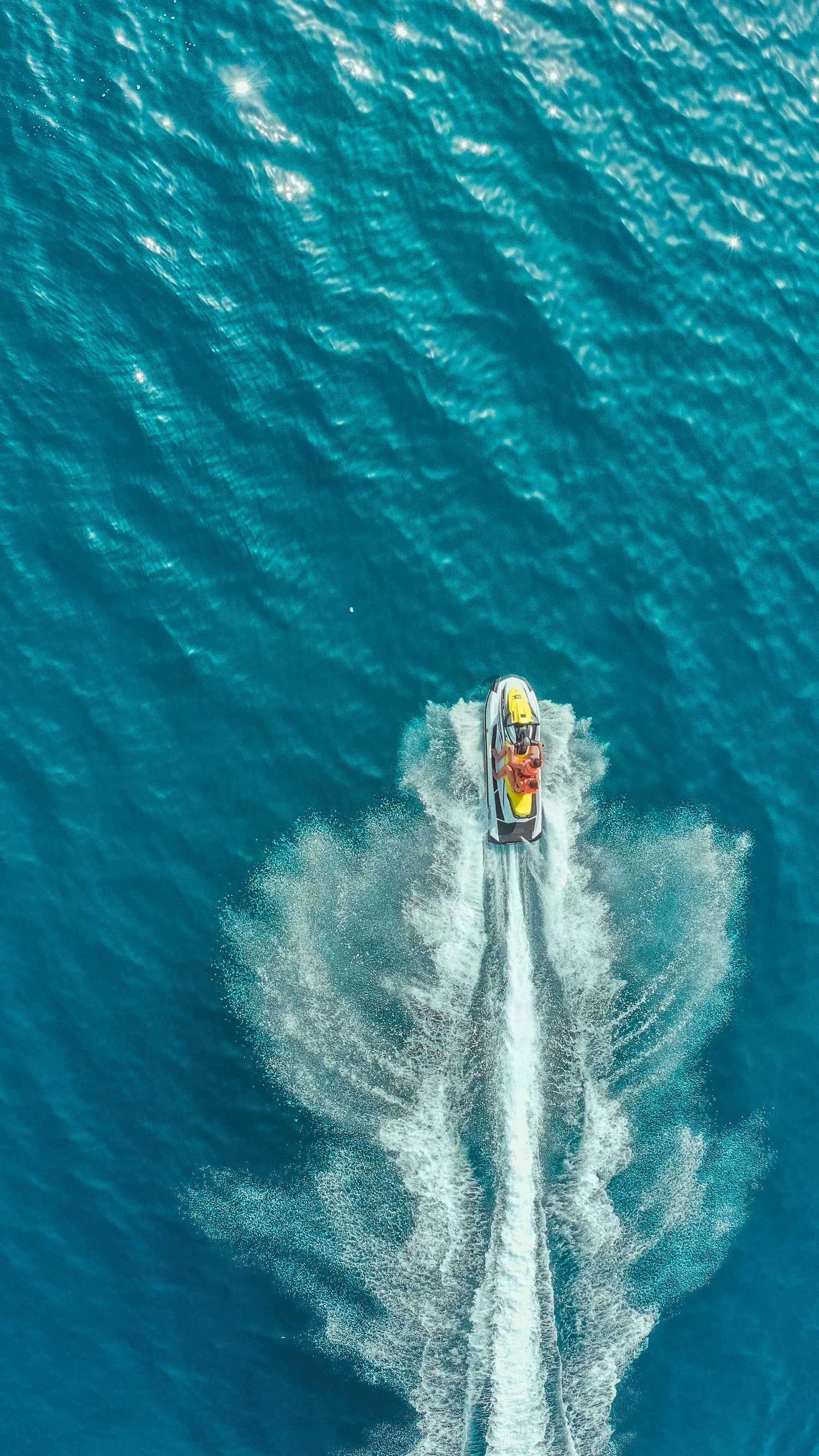 Aerial view of a jet ski on the sea