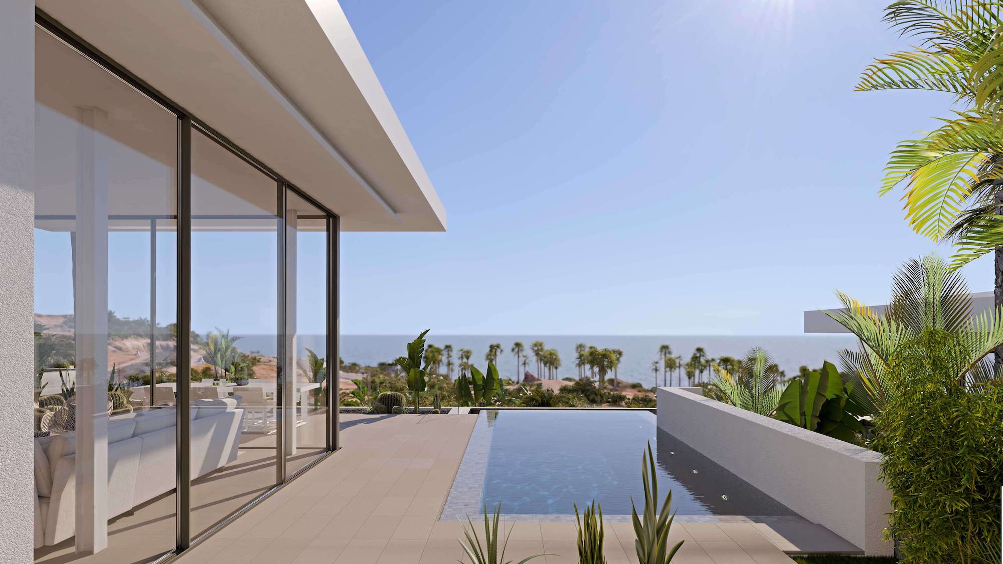 Modern villa with an infinity pool overlooking the sea